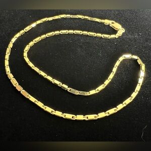 Bar Chain Necklace 925 Sterling With 1/20 10KT Gold Overlay -Unisex Unique